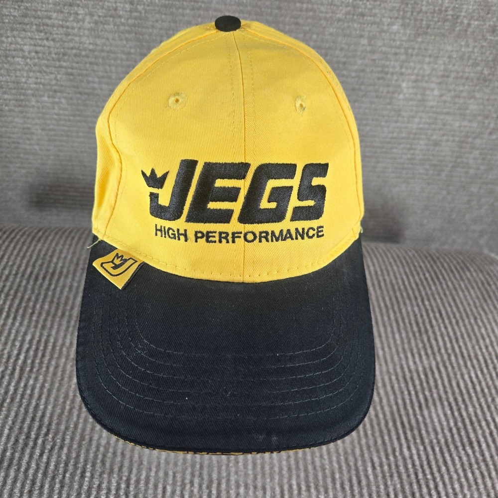 JEGS Mens OSFA Yellow Black High Performance Racing Logo Adjustable Baseball Hat